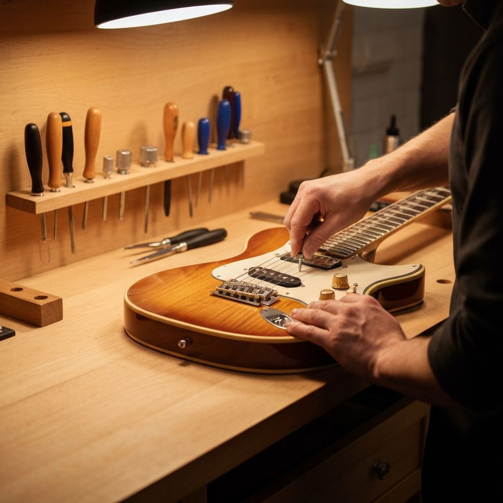 Guitar setup and repair workbench